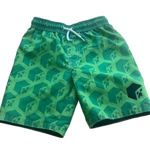 Minecraft Swim Trunks Green Boys Size Small